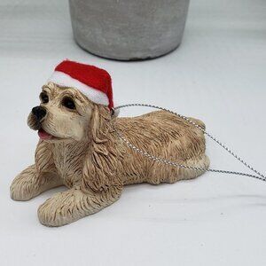 Sandra Brue Sandicast Buff Cocker Spaniel Christmas Ornament with Original Box